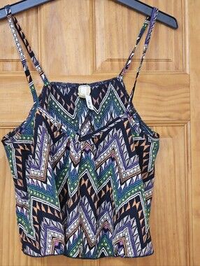Alt.B Women's Geometric Tribal Print V-Neck Cami Top Size Medium Boho Y2K